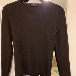 Chocolate colored Merino Wool  V neck Sweater, size small